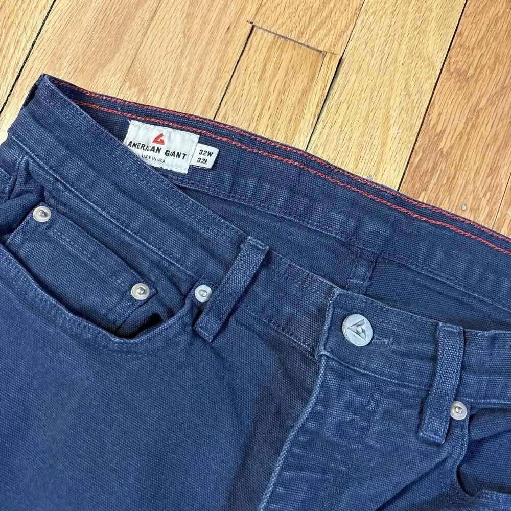 American Giant Roughneck Canvas Pants Navy Blue 32x32 (Fits 31x30) Straight USA